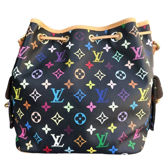 Authentic💕 Louis Vuitton Petit Noe Bucket Bag Monogram Multicolor Black - Picture 10 of 11